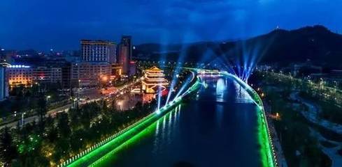 商洛丹江灯光秀点亮秦岭